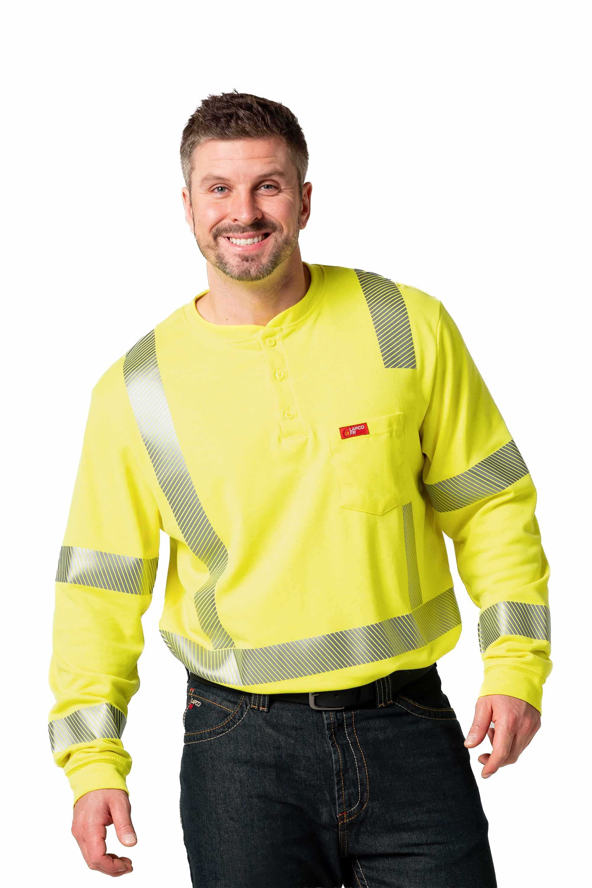 FR Hi-Viz Henley Shirt | 7oz. Inherent Blend | Class 3