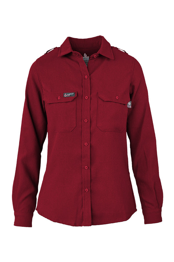 Women's FR Uniform Shirts made with 5oz. TecaSafe One Inherent | Red Red / LAR / REG Women's FR Uniform Shirts made with 5oz. TecaSafe One Inherent | Red Red / LAR / REG