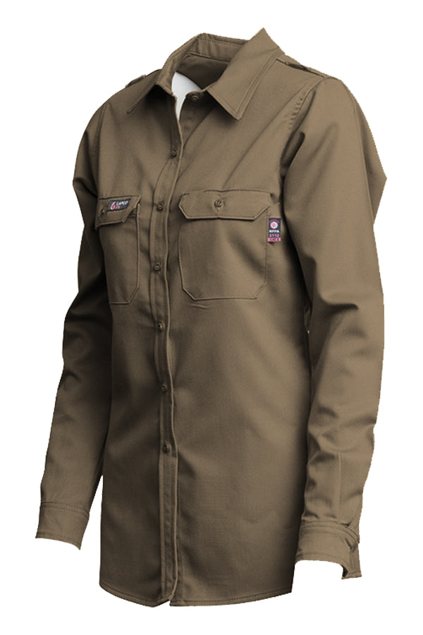 Women's FR DH Uniform Shirts | made with 6.5oz. Westex® DH | Khaki