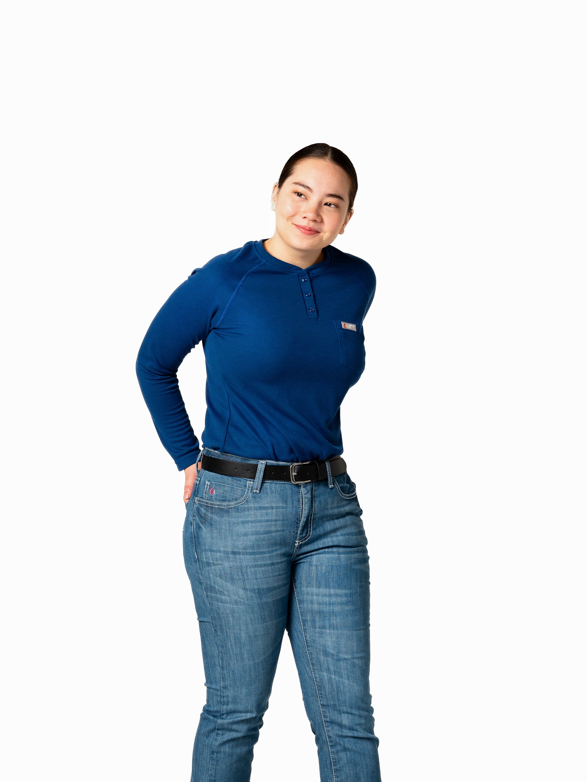 Women's FR Raglan Henley – 6oz. Inherent Knit | Royal