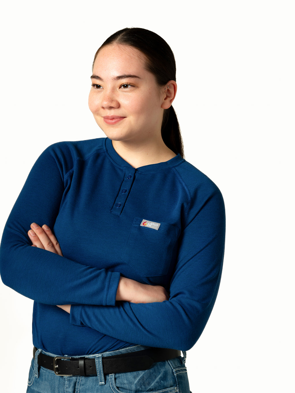 Women's FR Raglan Henley – 6oz. Inherent Knit | Royal