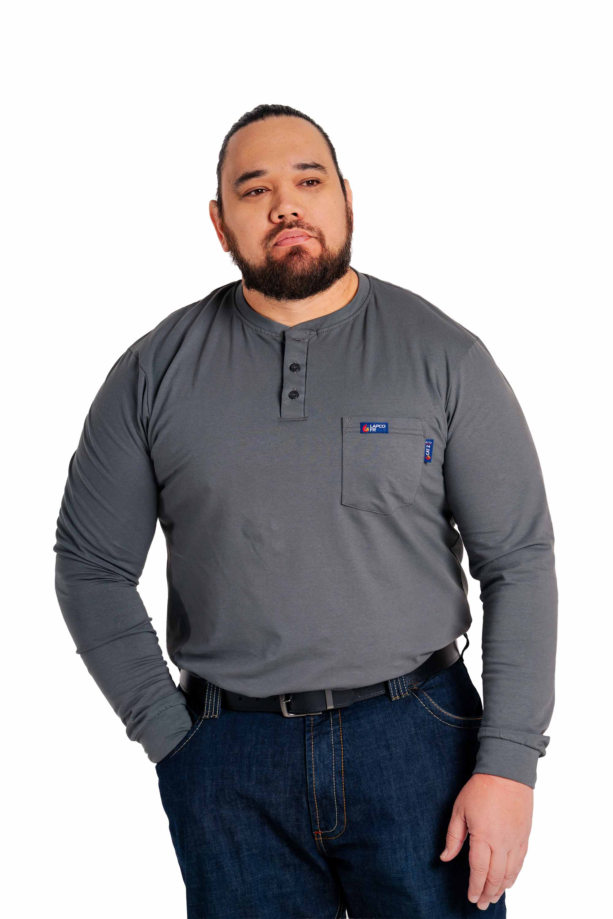 FR Henley Tees | 6oz. 93/7 Knit | Gray