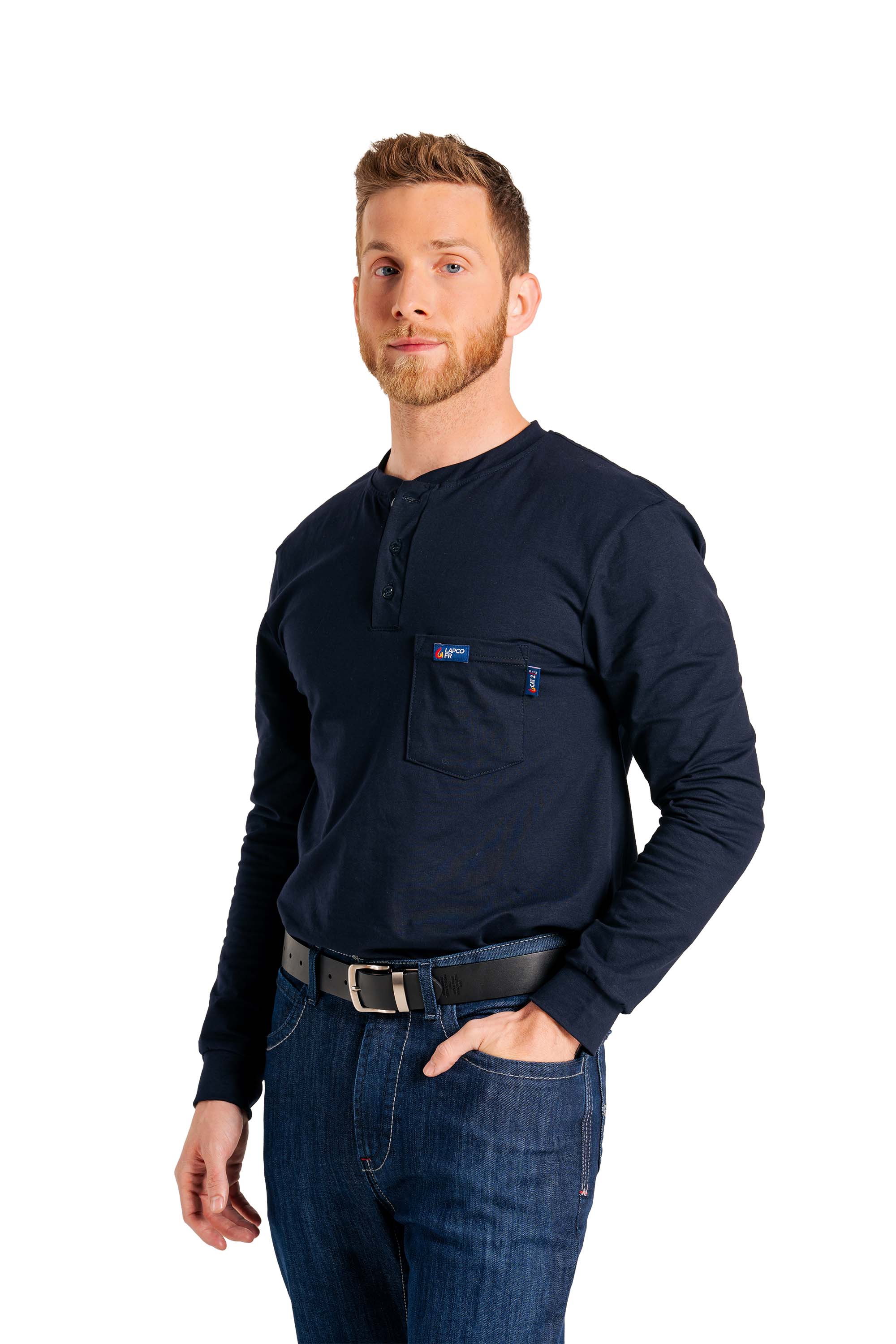FR Henley Tees | 6oz. 93/7 Knit | Navy