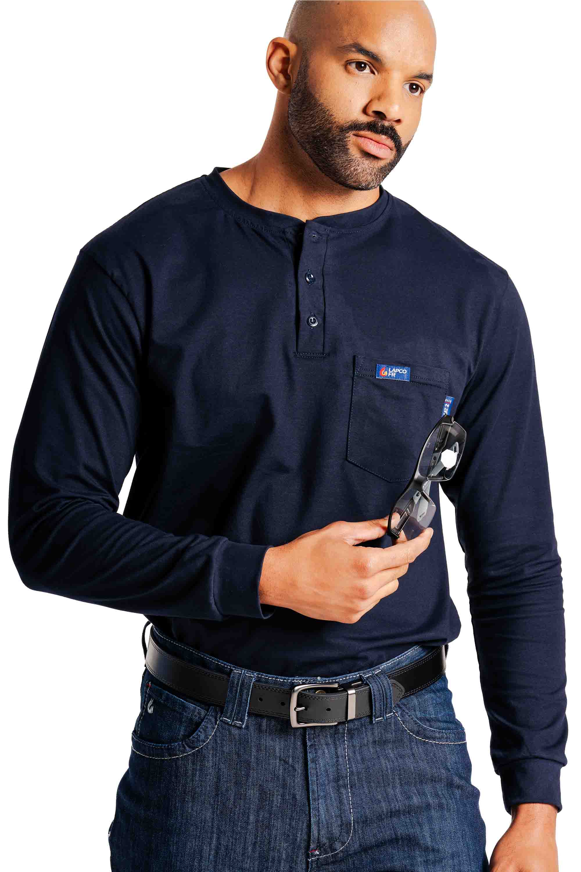 FR Henley Tees | 6oz. 93/7 Knit | Navy