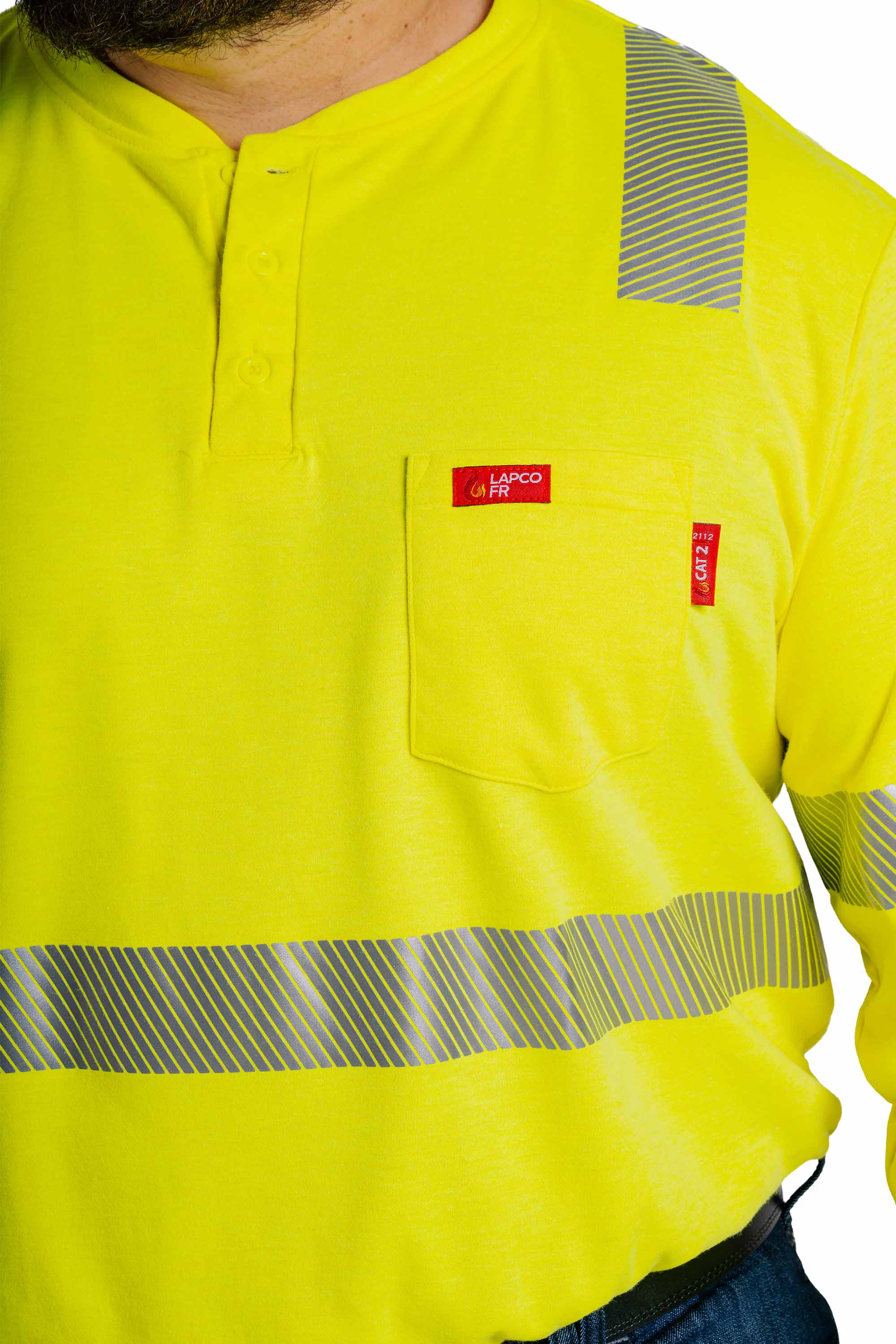 FR Hi-Viz Henley Shirt | 7oz. Inherent Blend | Class 2