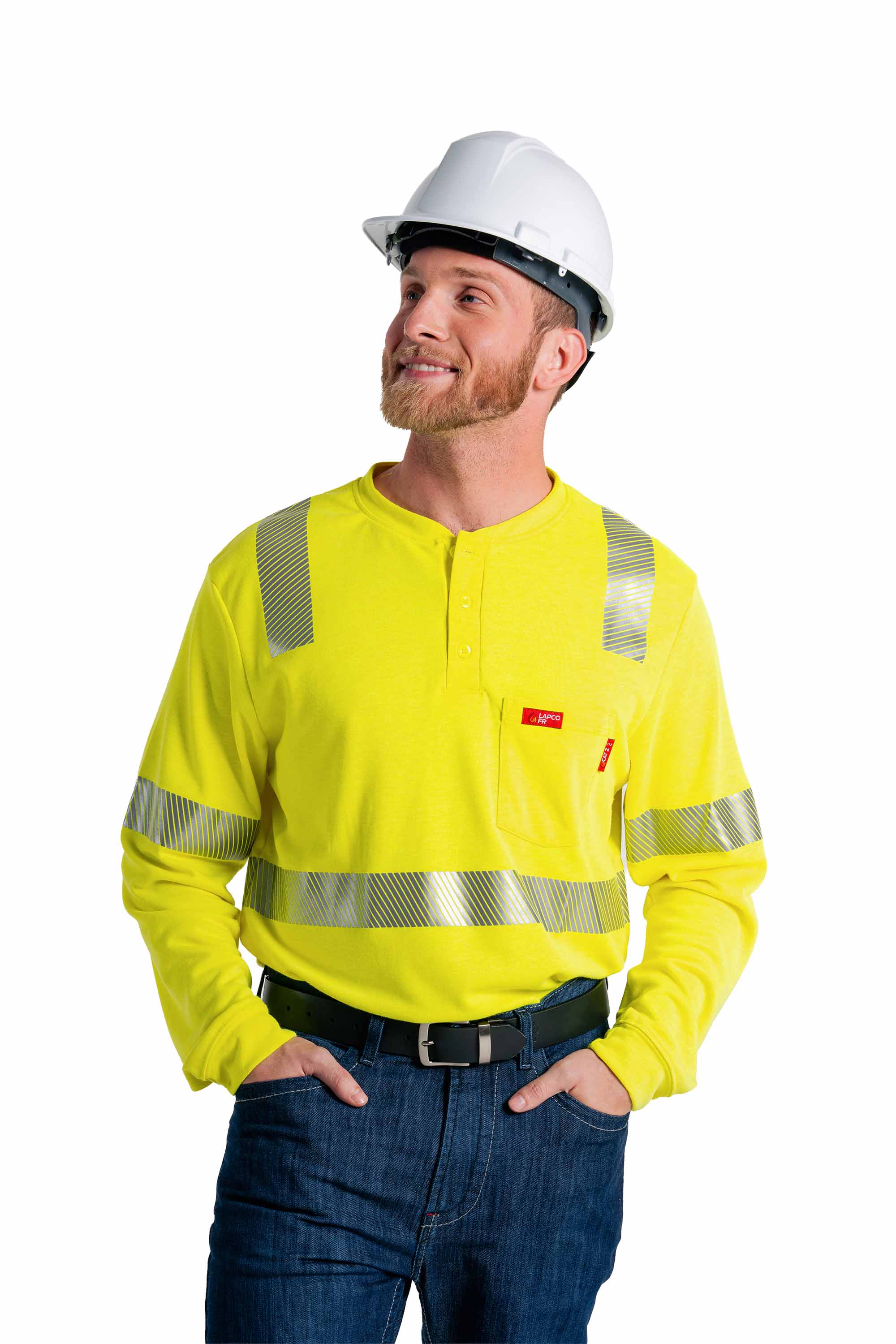 FR Hi-Viz Henley Shirt | 7oz. Inherent Blend | Class 2