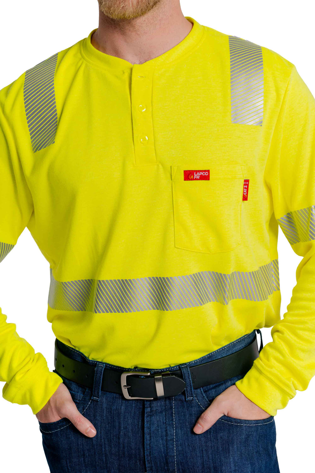 FR Hi-Viz Henley Shirt | 7oz. Inherent Blend | Class 2