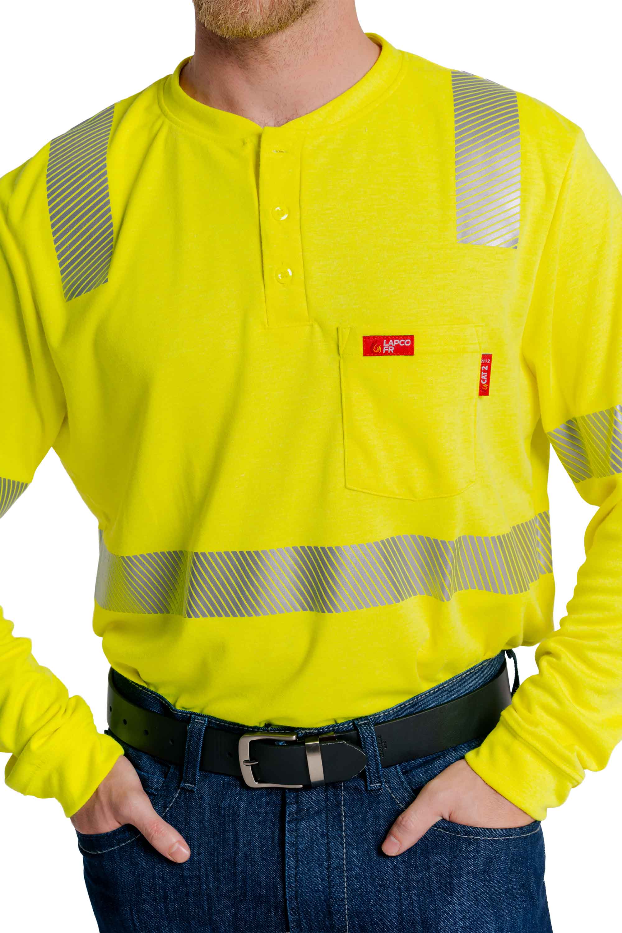 FR Hi-Viz Henley Shirt | 7oz. Inherent Blend | Class 2