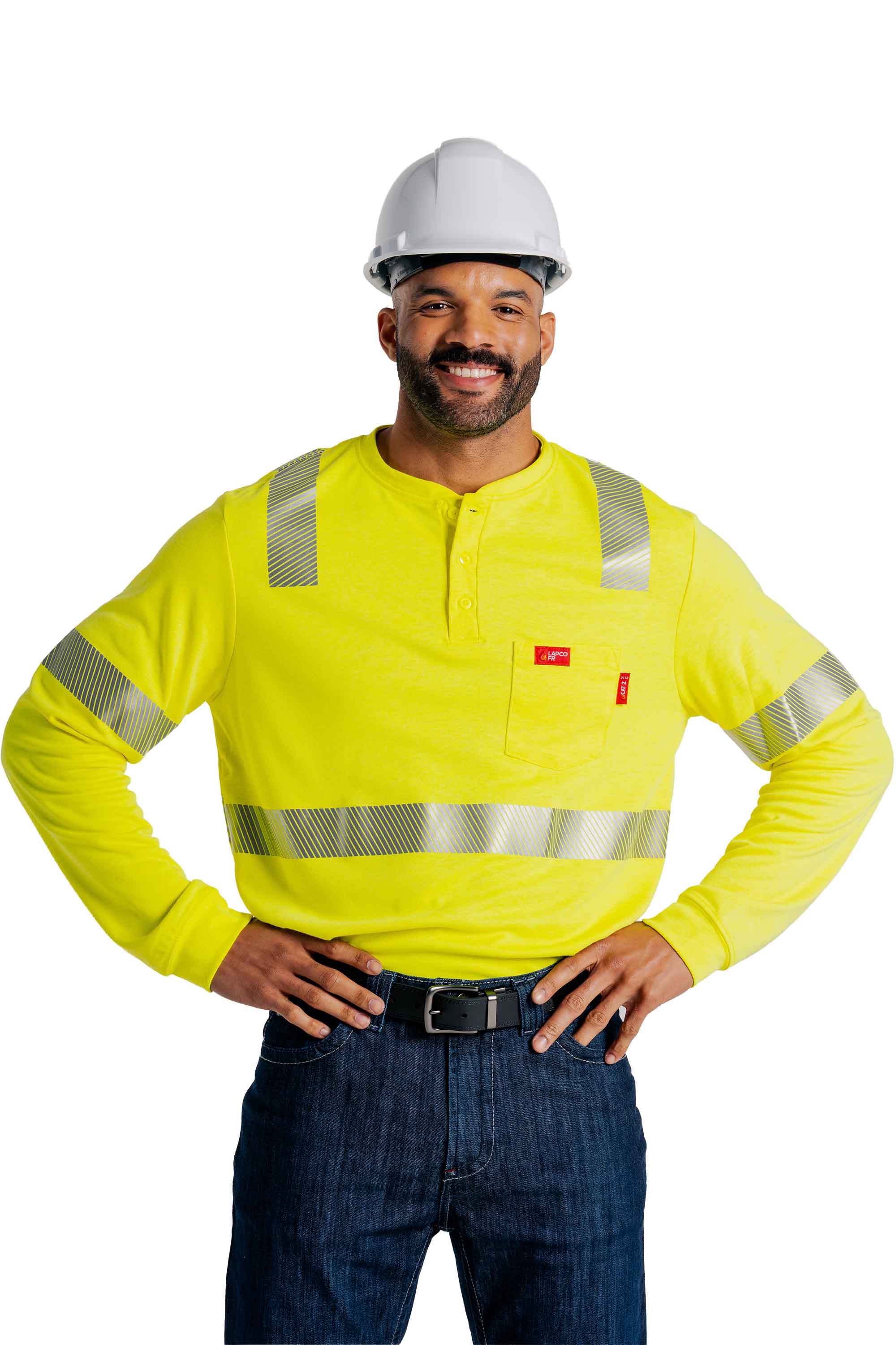 FR Hi-Viz Henley Shirt | 7oz. Inherent Blend | Class 2
