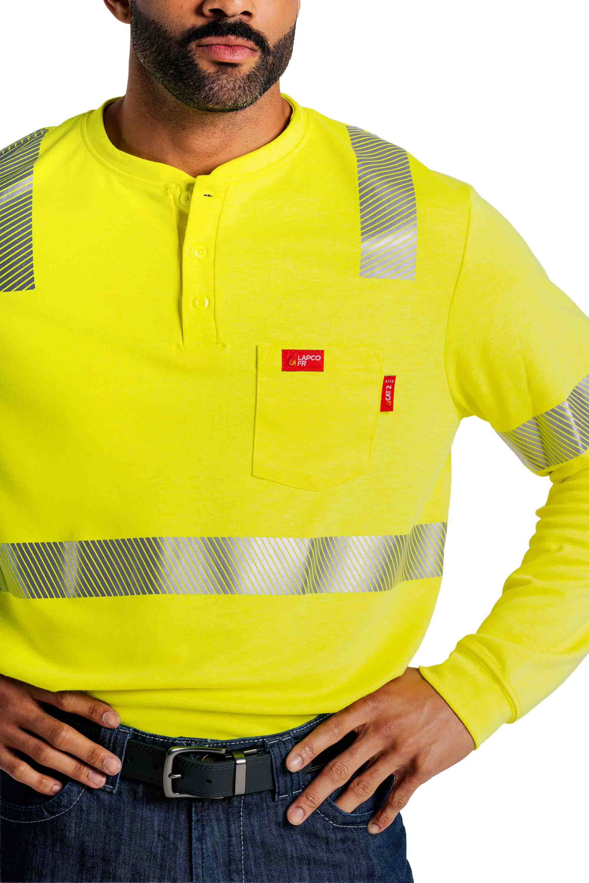 FR Hi-Viz Henley Shirt | 7oz. Inherent Blend | Class 2