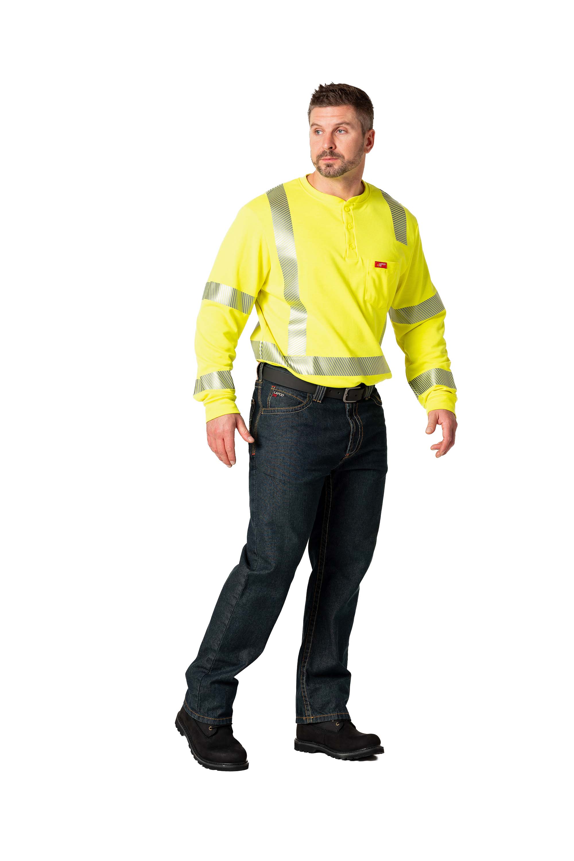 FR Hi-Viz Henley Shirt | 7oz. Inherent Blend | Class 3