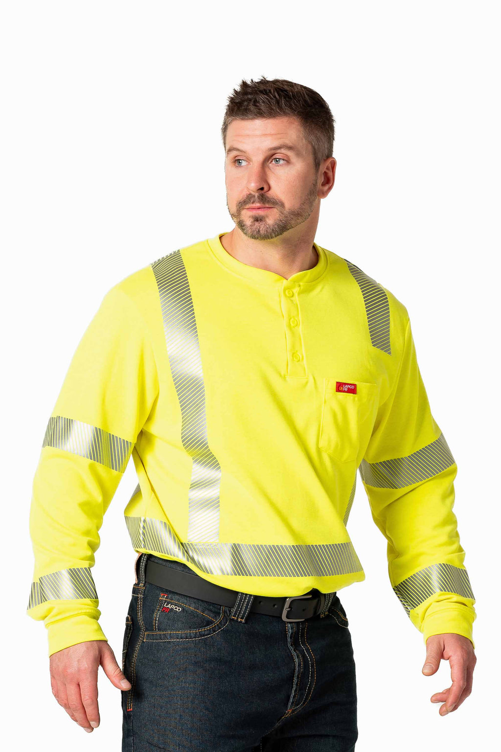 FR Hi-Viz Henley Shirt | 7oz. Inherent Blend | Class 3