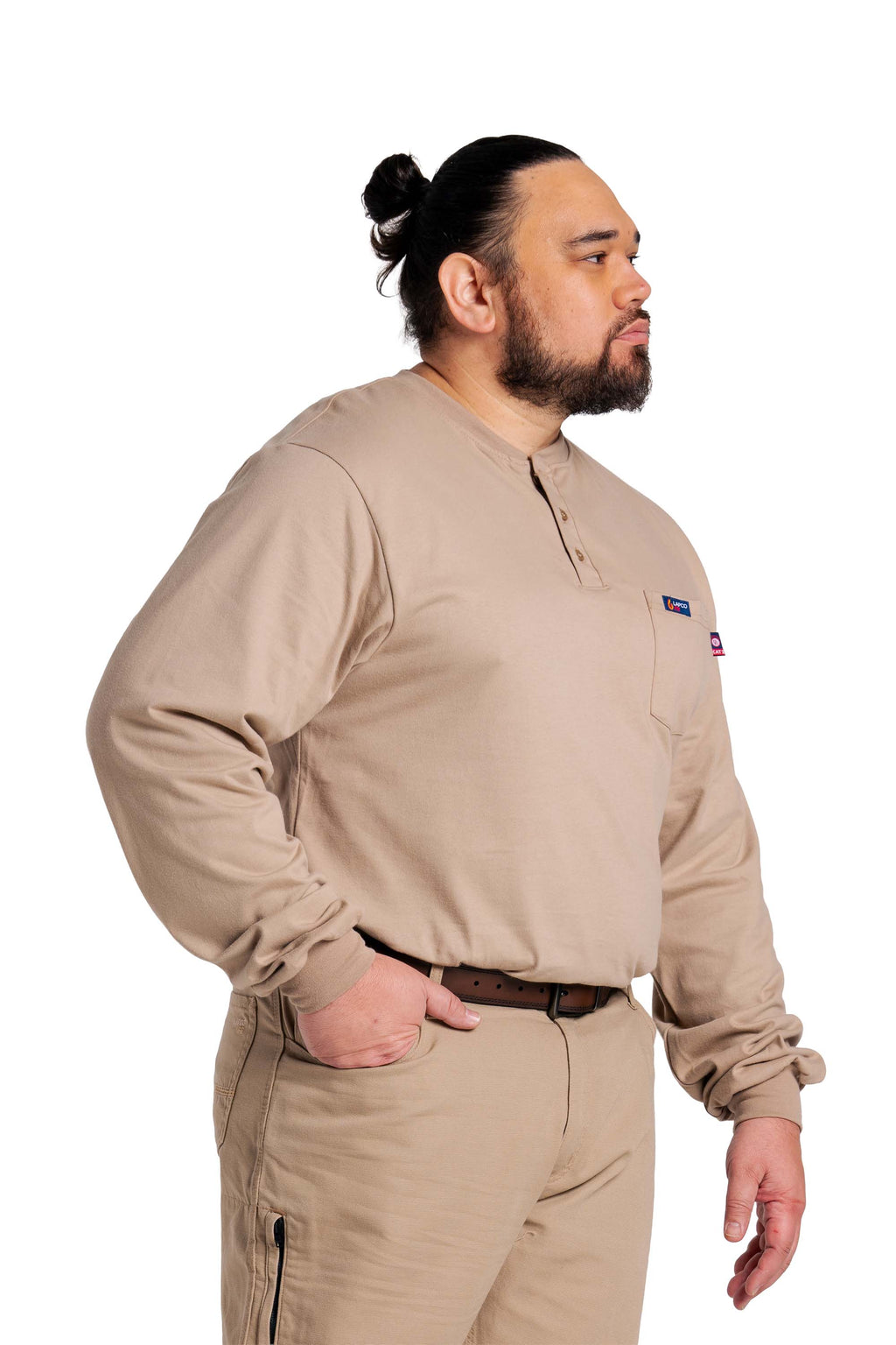 FR Henley Tee | 7oz. 100% Cotton Jersey Knit | Khaki