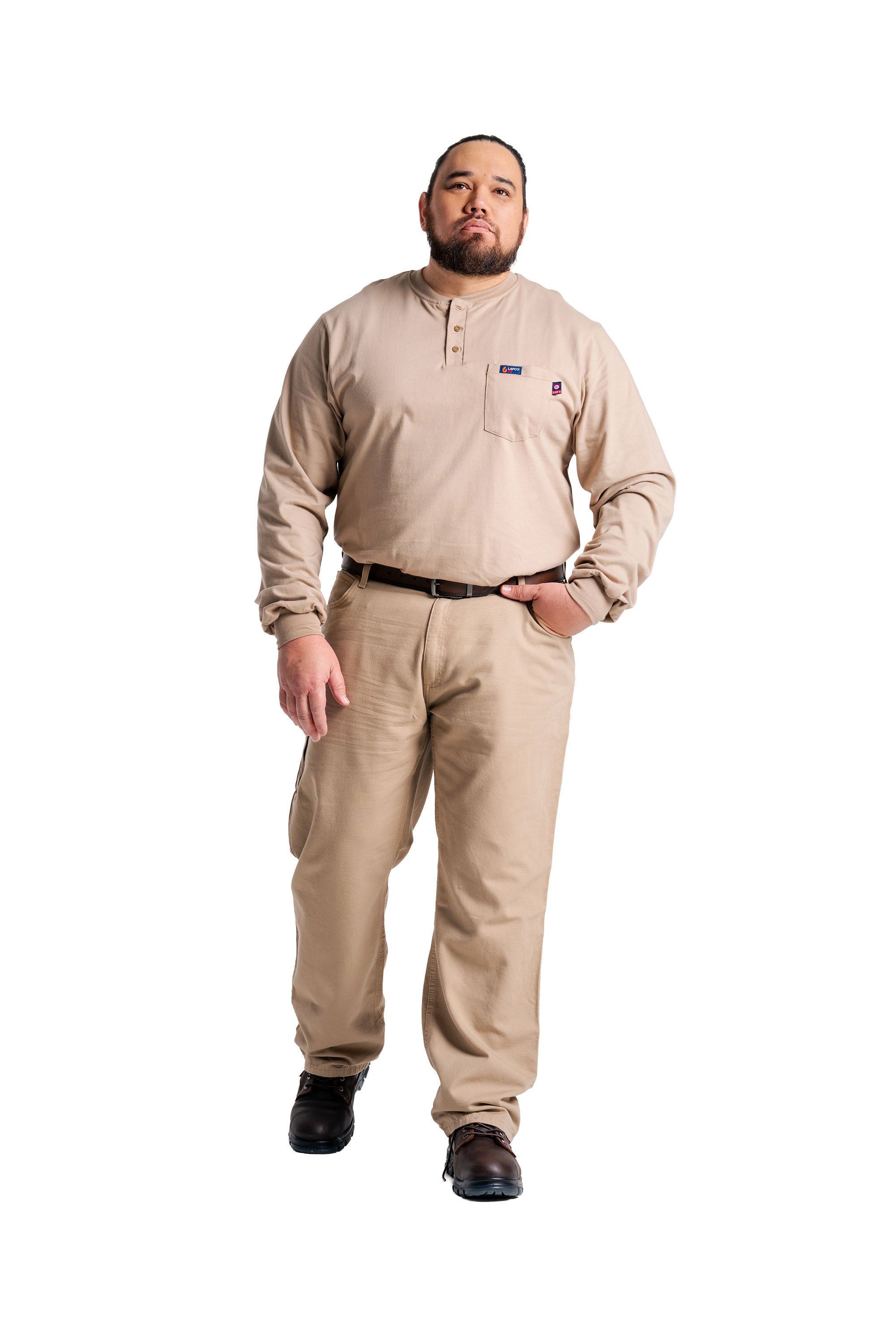 FR Henley Tee | 7oz. 100% Cotton Jersey Knit | Khaki
