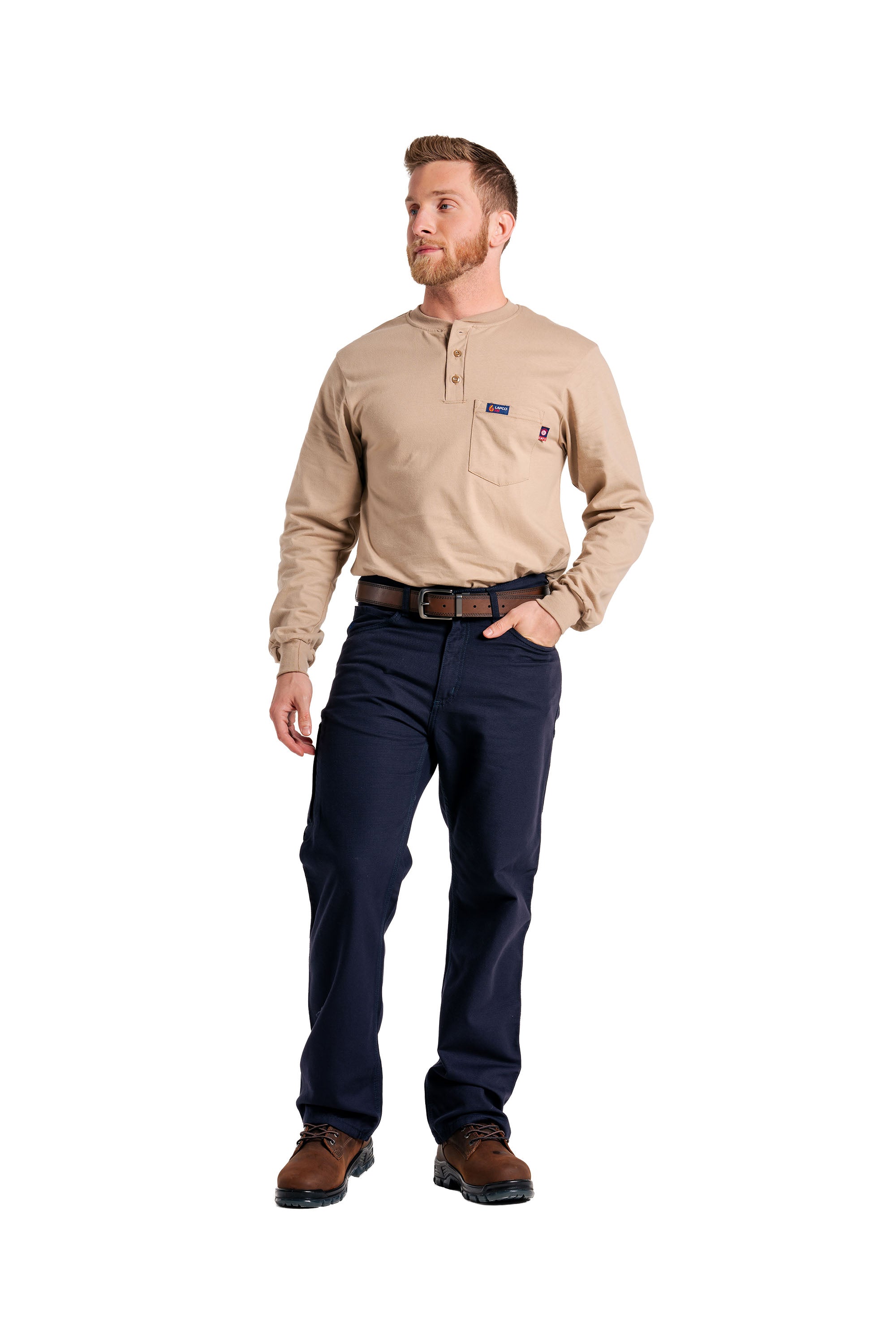 FR Henley Tee | 7oz. 100% Cotton Jersey Knit | Khaki
