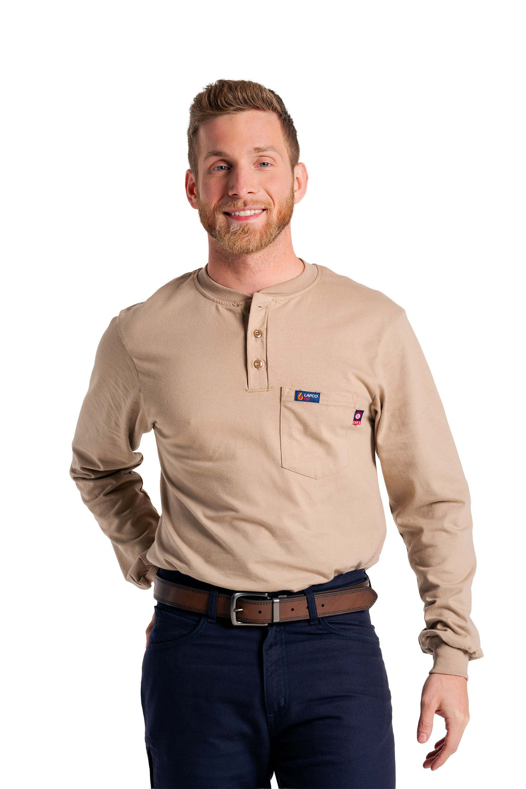 FR Henley Tee | 7oz. 100% Cotton Jersey Knit | Khaki