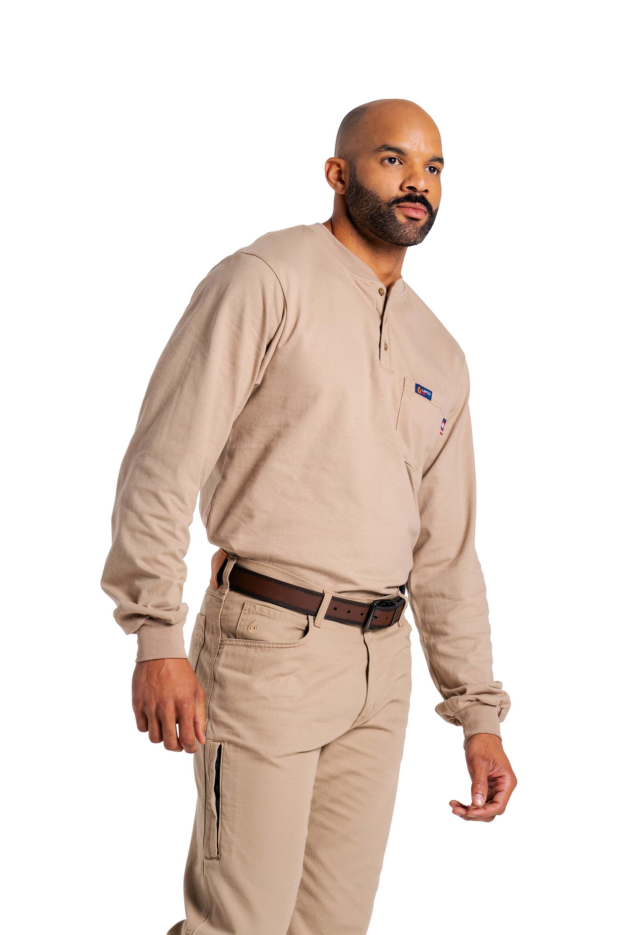 FR Henley Tee | 7oz. 100% Cotton Jersey Knit | Khaki