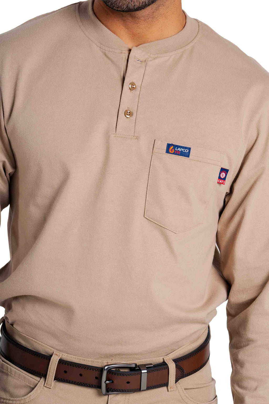FR Henley Tee | 7oz. 100% Cotton Jersey Knit | Khaki