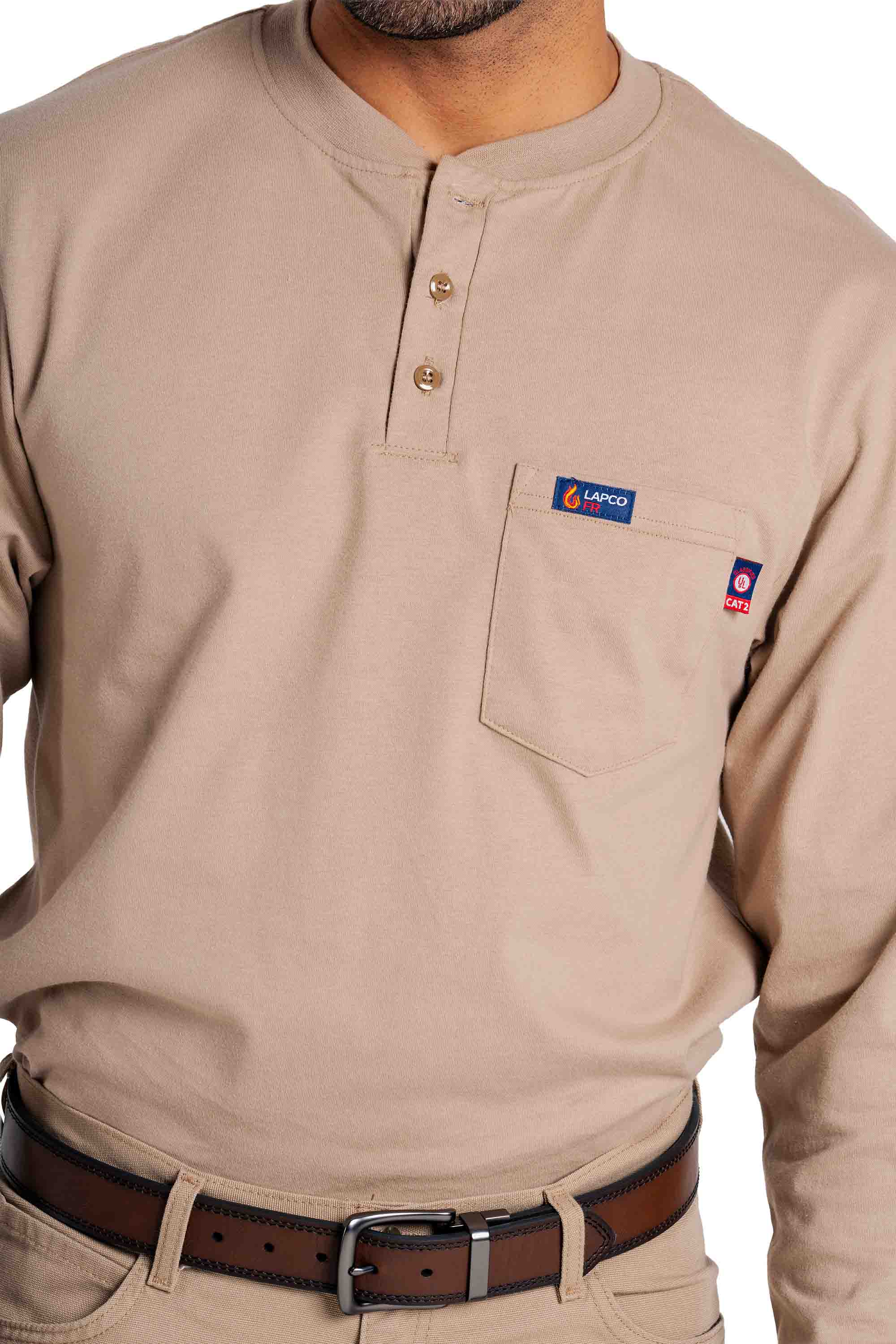 FR Henley Tee | 7oz. 100% Cotton Jersey Knit | Khaki