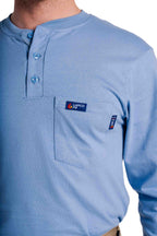 FR Henley Tee | 7oz. 100% Cotton Jersey Knit | Medium Blue