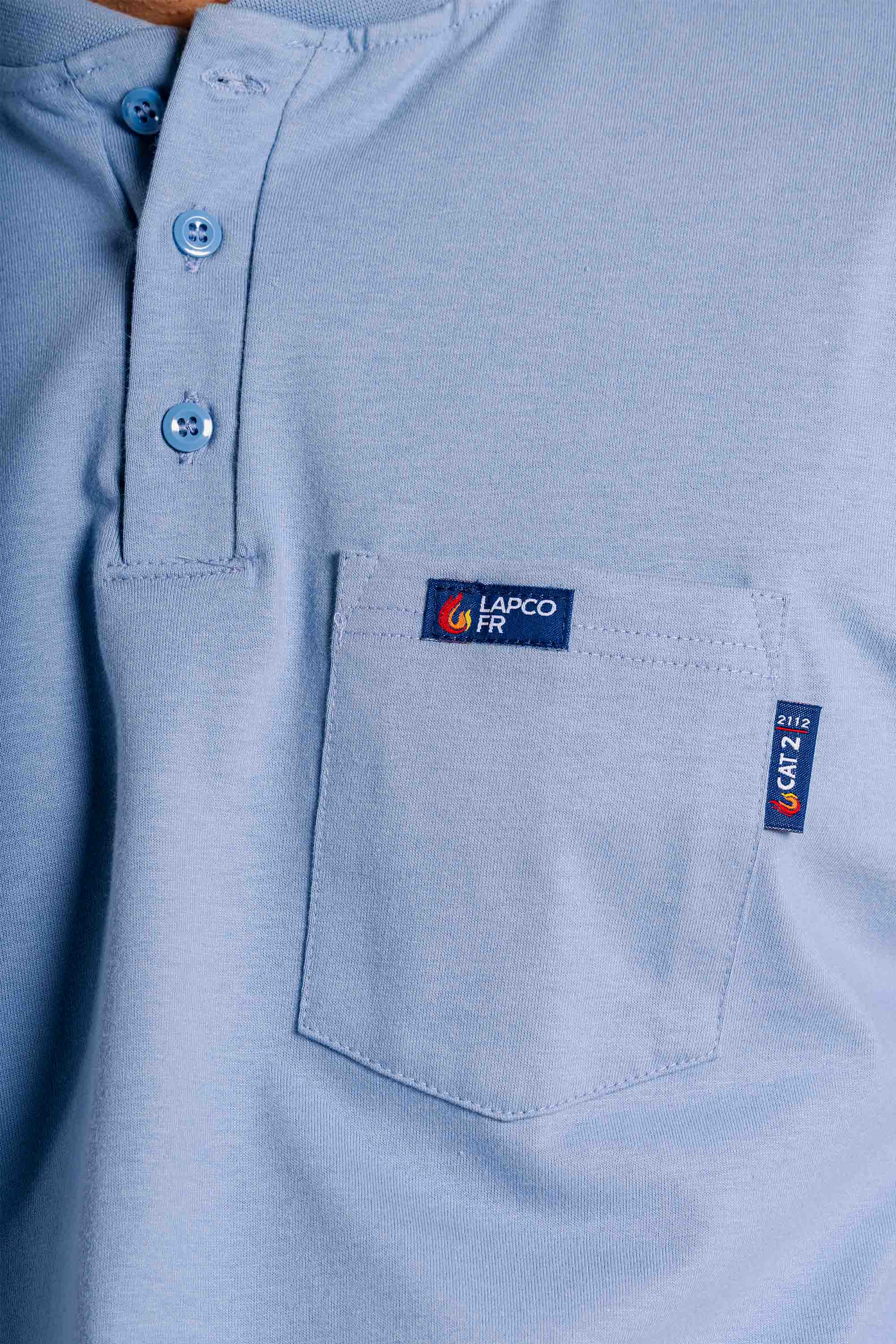 FR Henley Tee | 7oz. 100% Cotton Jersey Knit | Medium Blue