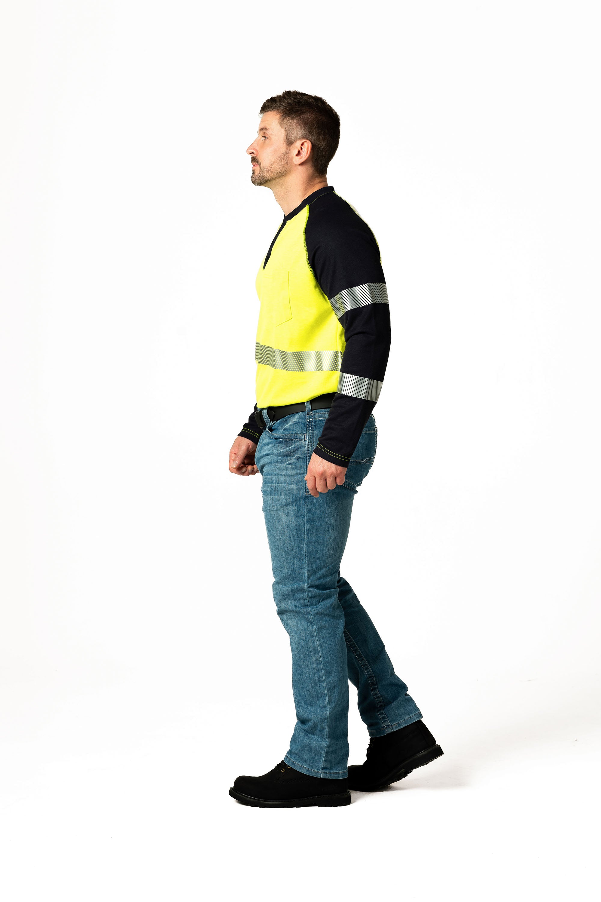 FR Hi-Viz Raglan Henley - 6 oz. Inherent Knit | ANSI Class 2