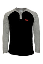 Flame-Resistant Raglan Sleeve Henley T-Shirt – 6oz. Inherent Knit | Black-Gray
