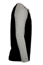 Flame-Resistant Raglan Sleeve Henley T-Shirt – 6oz. Inherent Knit | Black-Gray