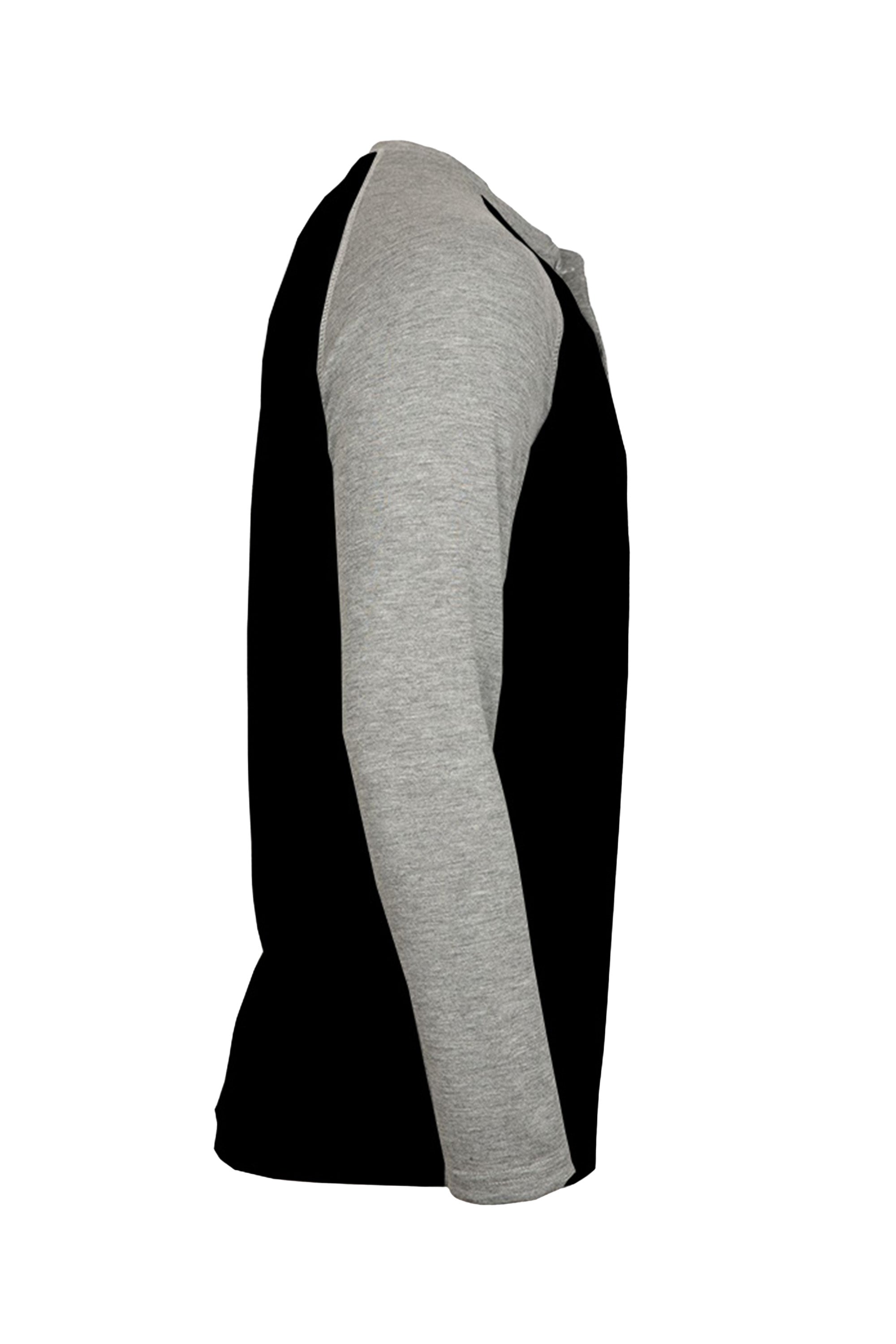 Flame-Resistant Raglan Sleeve Henley T-Shirt – 6oz. Inherent Knit | Black-Gray