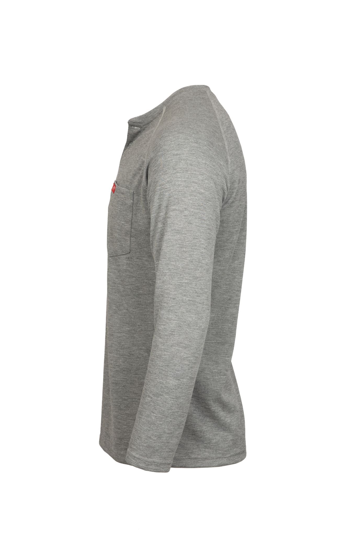 Flame-Resistant Raglan Sleeve Henley T-Shirt – 6oz. Inherent Knit | Gray