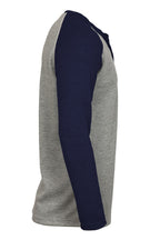 Flame-Resistant Raglan Sleeve Henley T-Shirt – 6oz. Inherent Knit | Gray-Navy