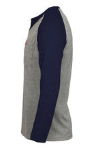 Flame-Resistant Raglan Sleeve Henley T-Shirt – 6oz. Inherent Knit | Gray-Navy