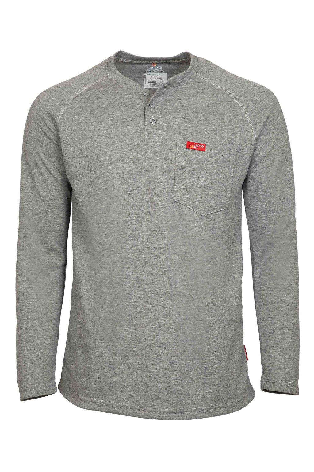 Flame-Resistant Raglan Sleeve Henley T-Shirt – 6oz. Inherent Knit | Gray