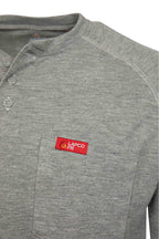 Flame-Resistant Raglan Sleeve Henley T-Shirt – 6oz. Inherent Knit | Gray