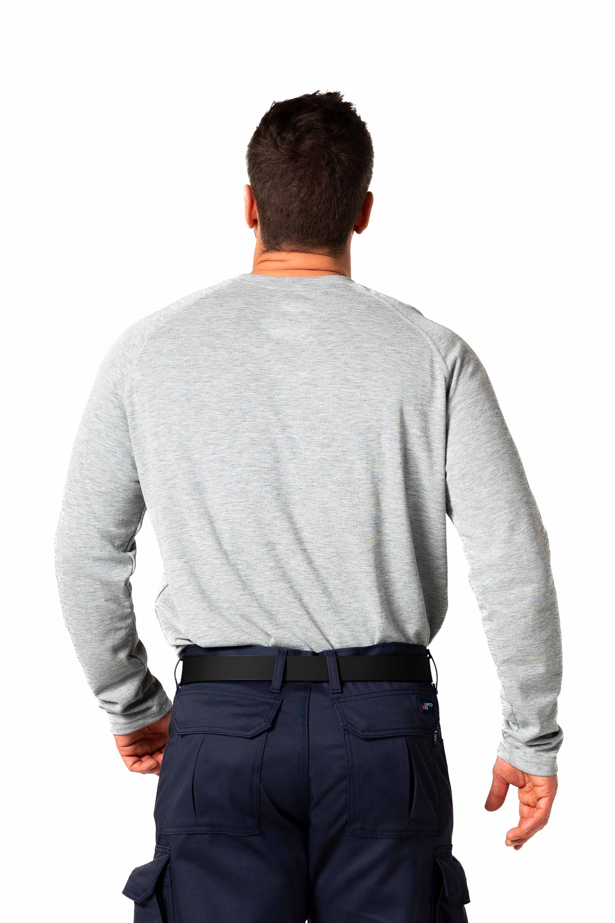 Flame-Resistant Raglan Sleeve Henley T-Shirt – 6oz. Inherent Knit | Gray