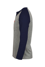 Flame-Resistant Raglan Sleeve Henley T-Shirt – 6oz. Inherent Knit | Gray-Navy