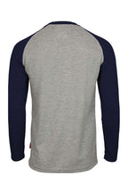 Flame-Resistant Raglan Sleeve Henley T-Shirt – 6oz. Inherent Knit | Gray-Navy