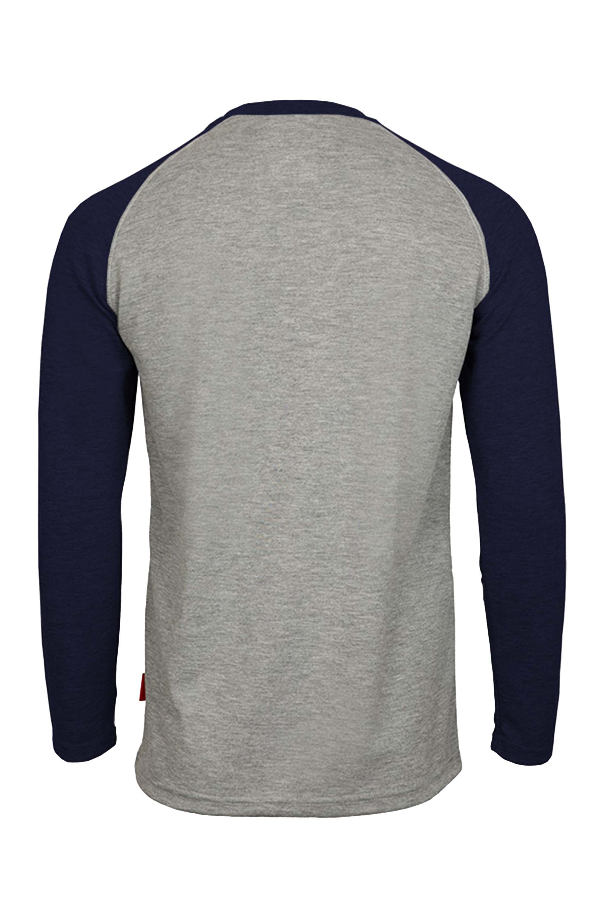 Flame-Resistant Raglan Sleeve Henley T-Shirt – 6oz. Inherent Knit | Gray-Navy