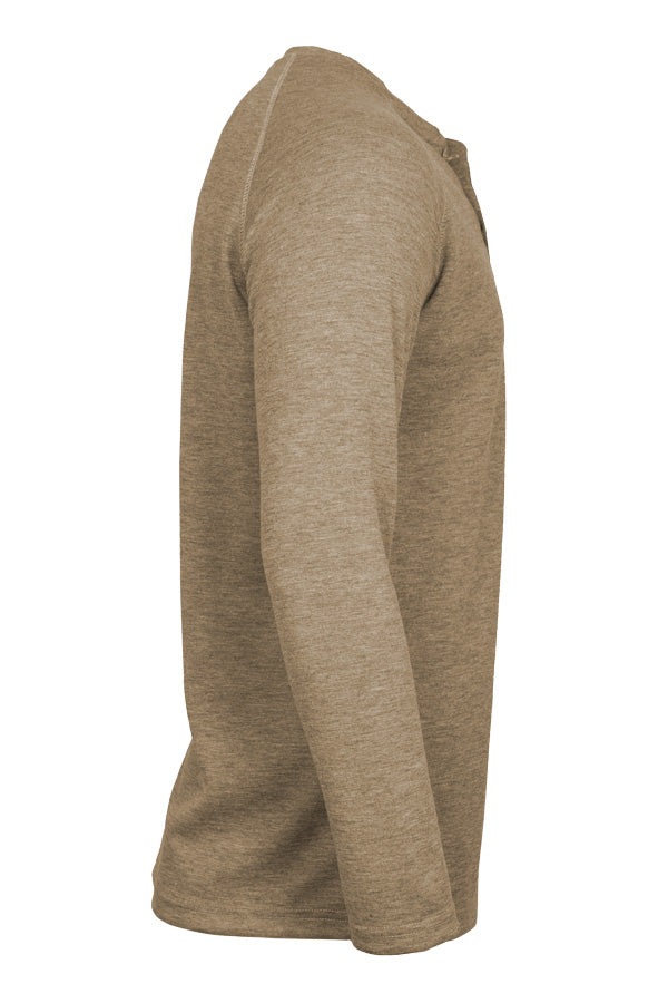 Flame-Resistant Raglan Sleeve Henley T-Shirt – 6oz. Inherent Knit | Tan