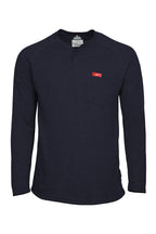 Flame-Resistant Raglan Sleeve Henley T-Shirt – 6oz. Inherent Knit | Navy