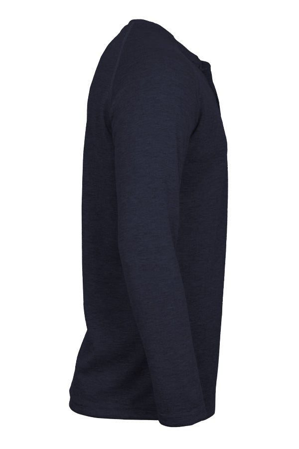 Flame-Resistant Raglan Sleeve Henley T-Shirt – 6oz. Inherent Knit | Navy