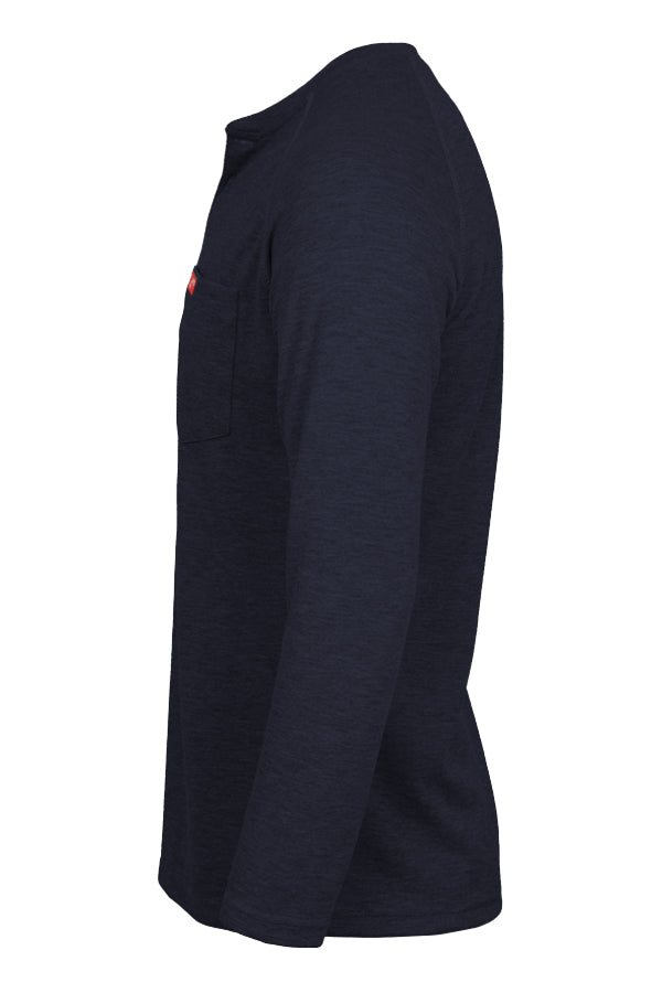Flame-Resistant Raglan Sleeve Henley T-Shirt – 6oz. Inherent Knit | Navy
