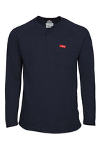 Flame-Resistant Raglan Sleeve Henley T-Shirt – 6oz. Inherent Knit | Navy
