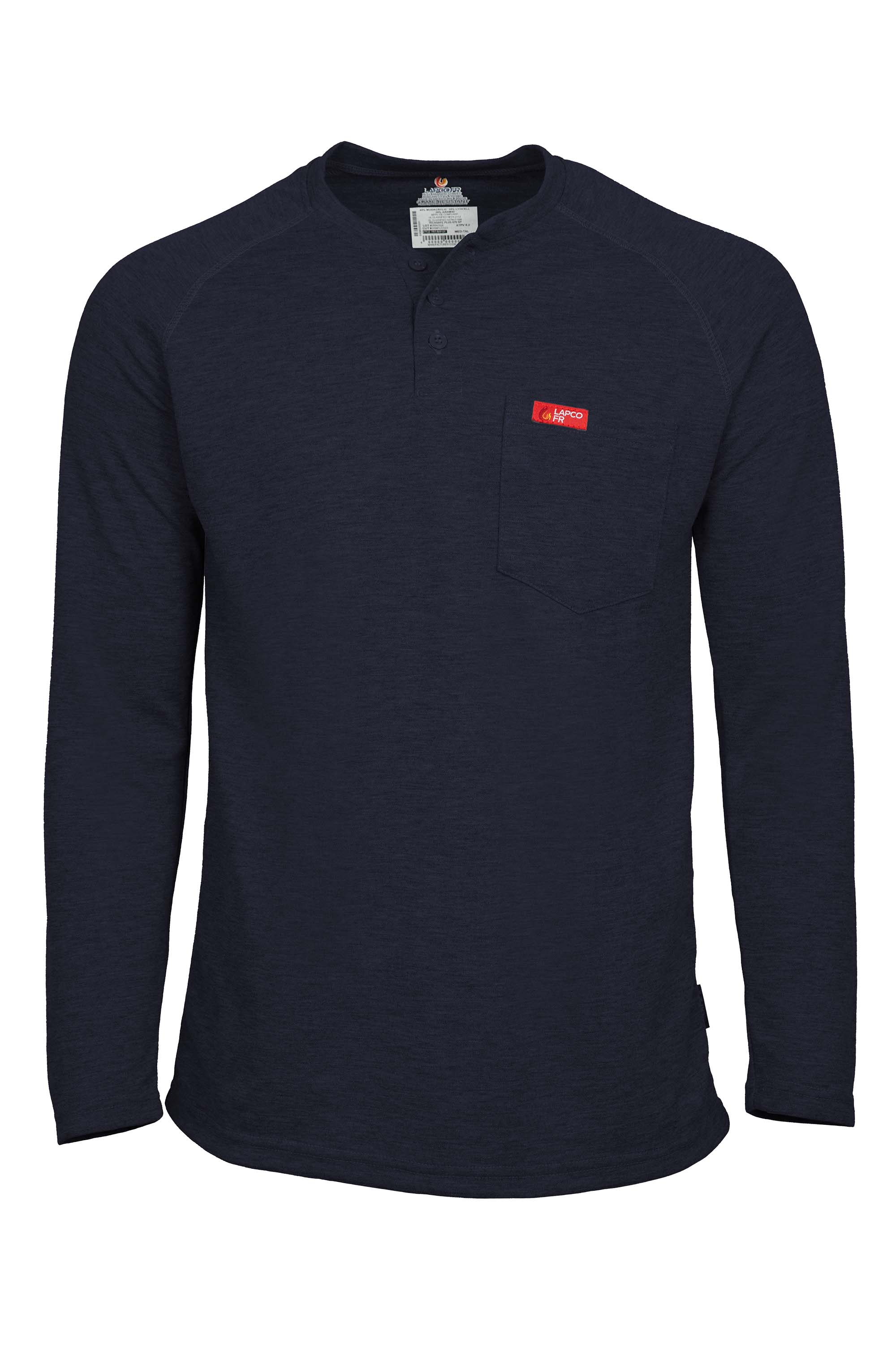 Flame-Resistant Raglan Sleeve Henley T-Shirt – 6oz. Inherent Knit | Navy