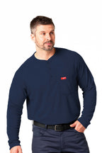 Flame-Resistant Raglan Sleeve Henley T-Shirt – 6oz. Inherent Knit | Navy