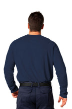 Flame-Resistant Raglan Sleeve Henley T-Shirt – 6oz. Inherent Knit | Navy