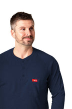 Flame-Resistant Raglan Sleeve Henley T-Shirt – 6oz. Inherent Knit | Navy