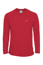 Flame-Resistant Raglan Sleeve Henley T-Shirt – – 6oz. Inherent Knit | Red