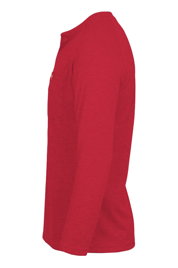 Flame-Resistant Raglan Sleeve Henley T-Shirt – – 6oz. Inherent Knit | Red