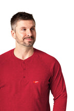 Flame-Resistant Raglan Sleeve Henley T-Shirt – 6oz. Inherent Knit | Red
